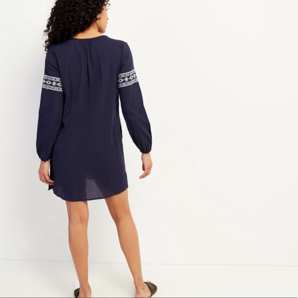 ROOTS Blue Rimby Embroidered Boho Peasant Long Sleeve Dress - Picture 2 of 10